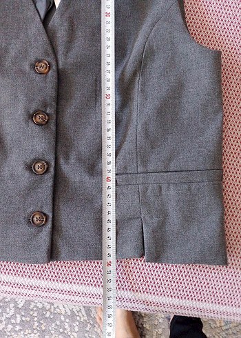 Gri Kadın Düğmeli Takım Elbise - Görsel 6