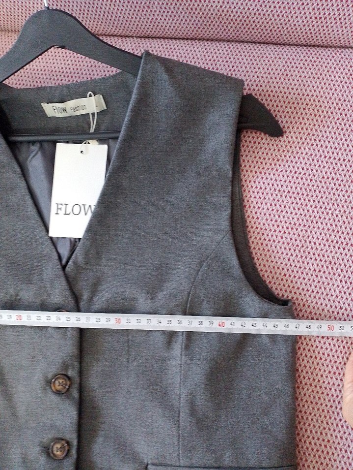 Gri Kadın Düğmeli Takım Elbise - Görsel 5