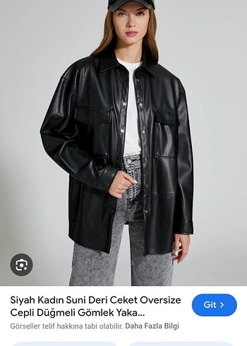 Siyah Oversize Kadın Suni Deri Ceket