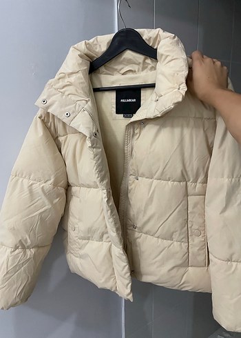 Düğmeli Beyaz Kadın Kışlık Mont - Görsel 2