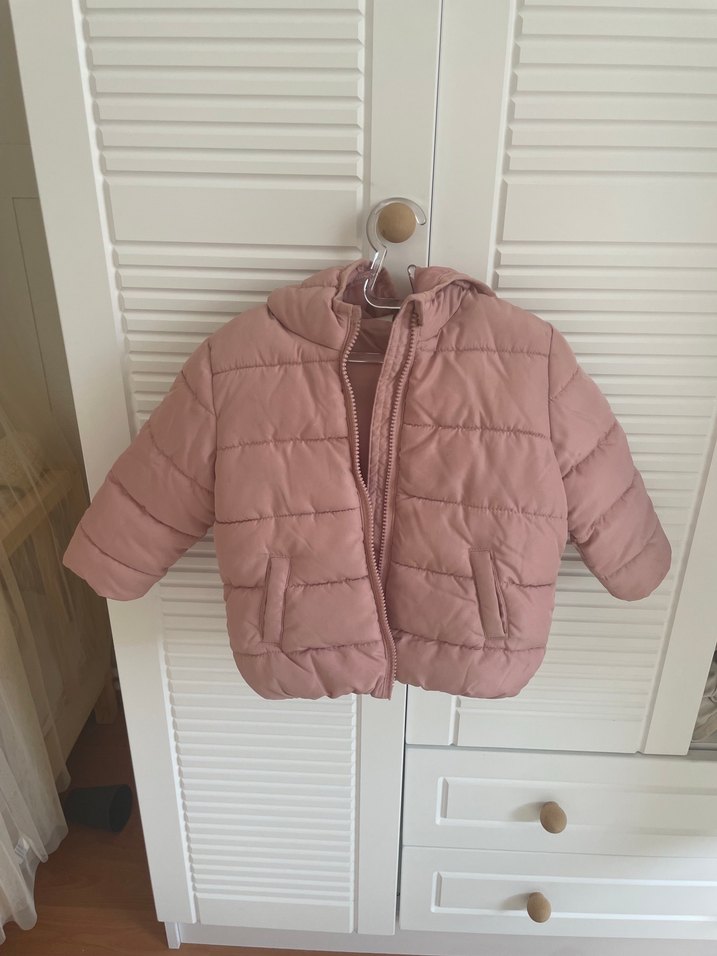 Kız Çocuk Pembe İnce Düğmeli Mont - Görsel 2