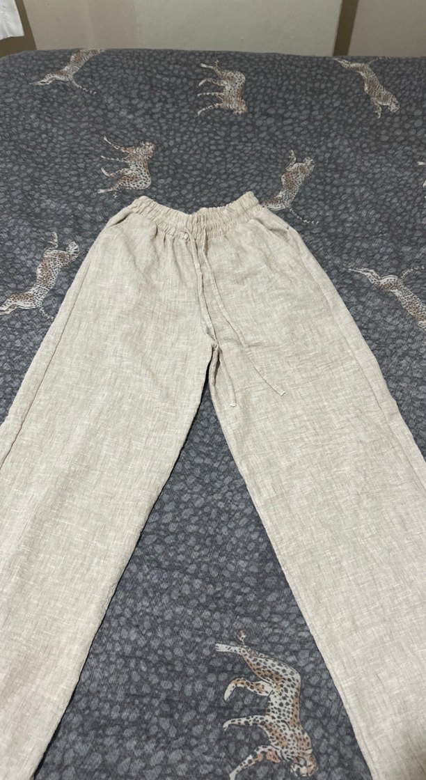 Bej Keten Salaş Kadın Pantolon - Görsel 2