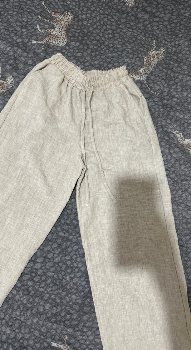 Bej Keten Salaş Kadın Pantolon - Görsel 3