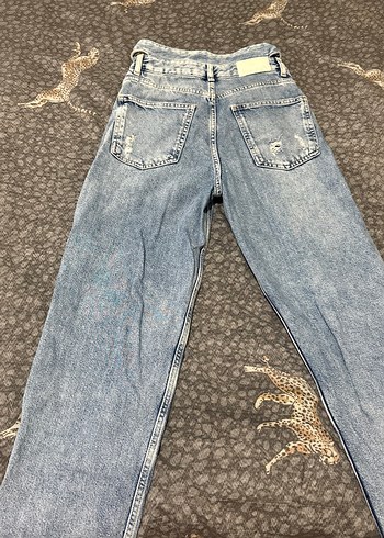 Gri Bol Kesim Midi Boy Kadın Kot Pantolon - Görsel 5