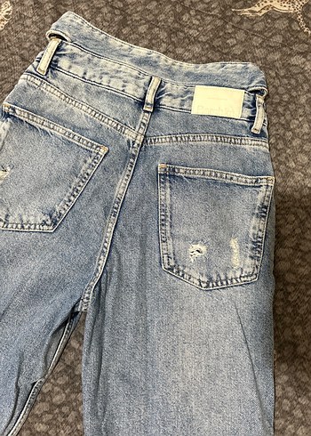 Gri Bol Kesim Midi Boy Kadın Kot Pantolon - Görsel 6