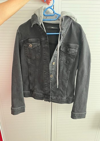 Düğmeli Gri Çocuk Denim Ceket