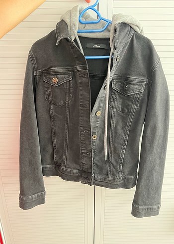 Mavi Düğmeli Gri Çocuk Denim Ceket