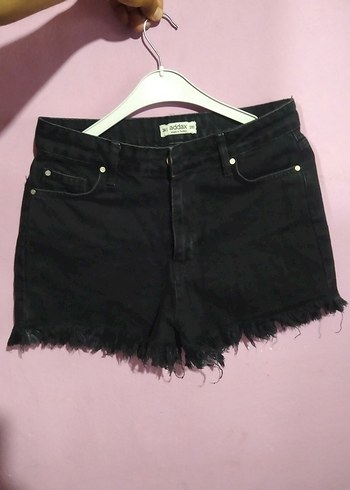 Siyah Batik Desenli Salaş Mini Kot Şort