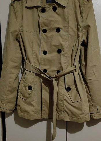 Stradivarius G-Star Bej Kemerli Kadın Trençkot M