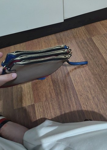  Beden Fermuarlı Çok Renkli Deri Kadın Portföy Çanta