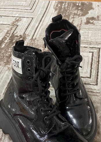 Siyah Rugan Platform Topuklu Street Style Bot - Görsel 4