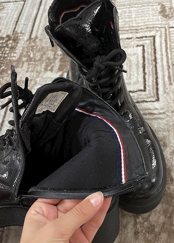 Siyah Rugan Platform Topuklu Street Style Bot - Görsel 3