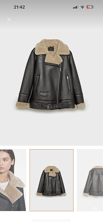 l Beden Stradivarius suni biker ceket