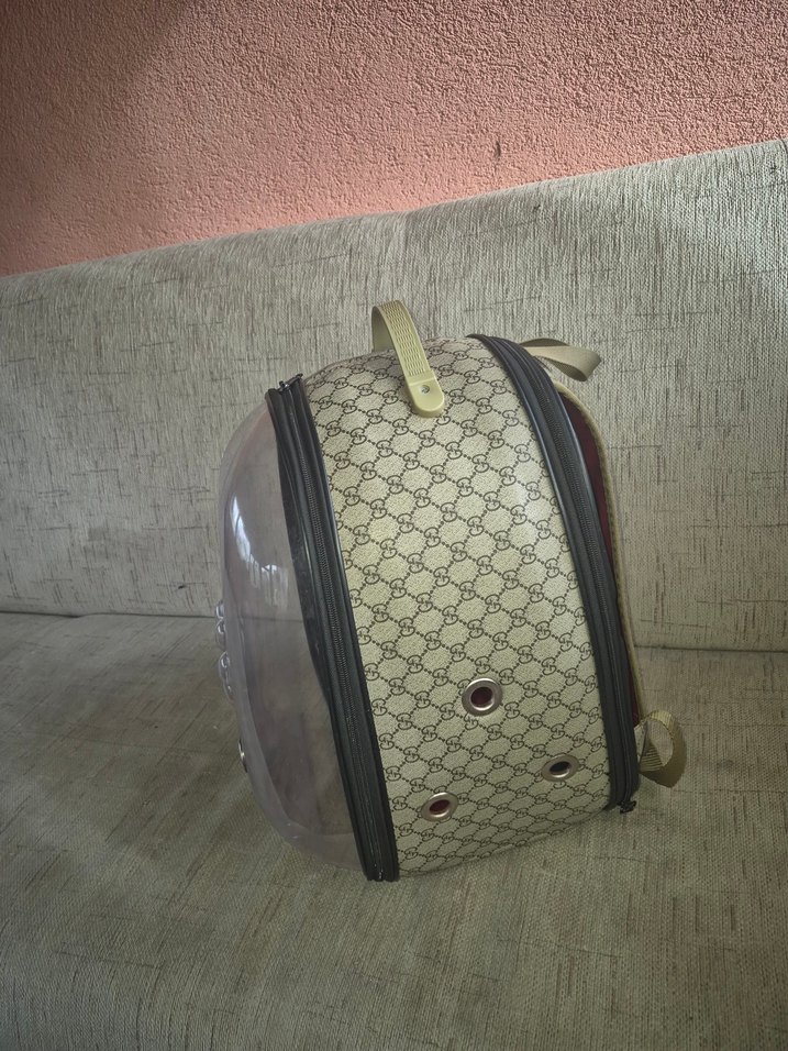 Kahverengi Şeffaf Kedi Taşıma Çantası - Görsel 2