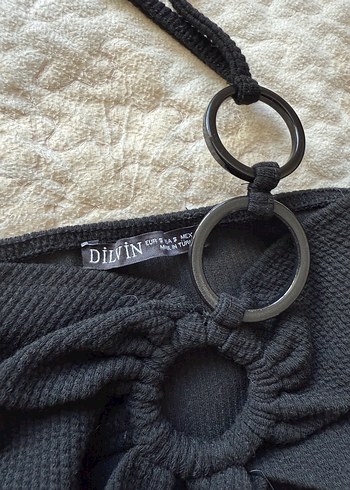 Dilvin Siyah Halter Yaka Strappy Mini Elbise