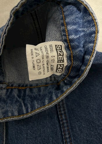 Düğmeli Koyu Mavi Denim Mini Etek - Görsel 3