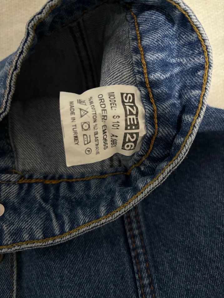 Düğmeli Koyu Mavi Denim Mini Etek - Görsel 3