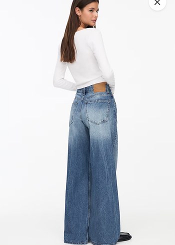 Pull and bear geniş paça jean - Görsel 4
