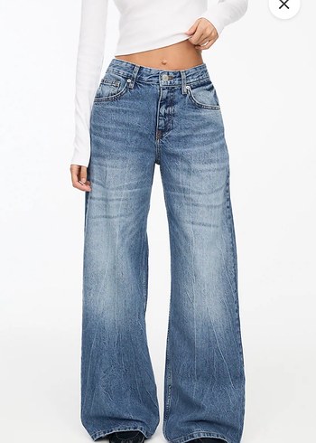 Pull and bear geniş paça jean - Görsel 2