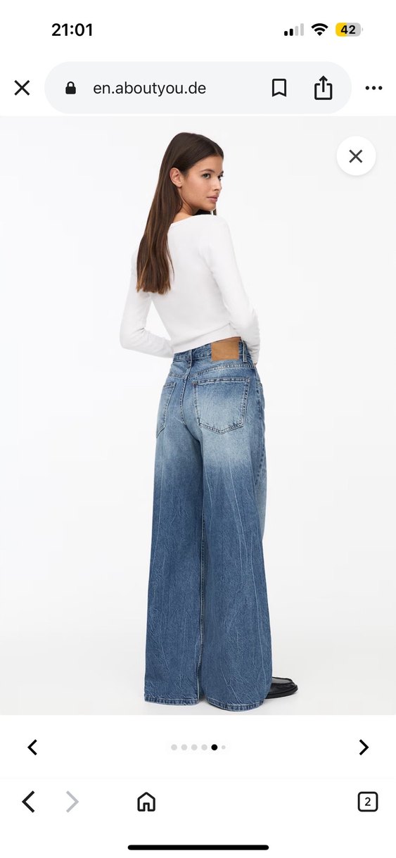 Pull and bear geniş paça jean - Görsel 4