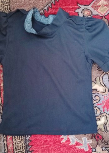 Gri Yarım Kollu Yüksek Yakalı Hamile Bluzu