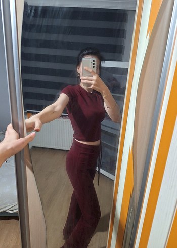 Bordo Yüksek Yakalı Kadın Eşofman Takımı