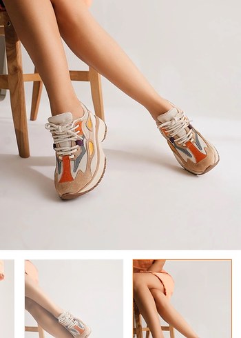 Yılan Desenli Çok Renkli Platform Topuklu Spor Ayakkabı - Görsel 10