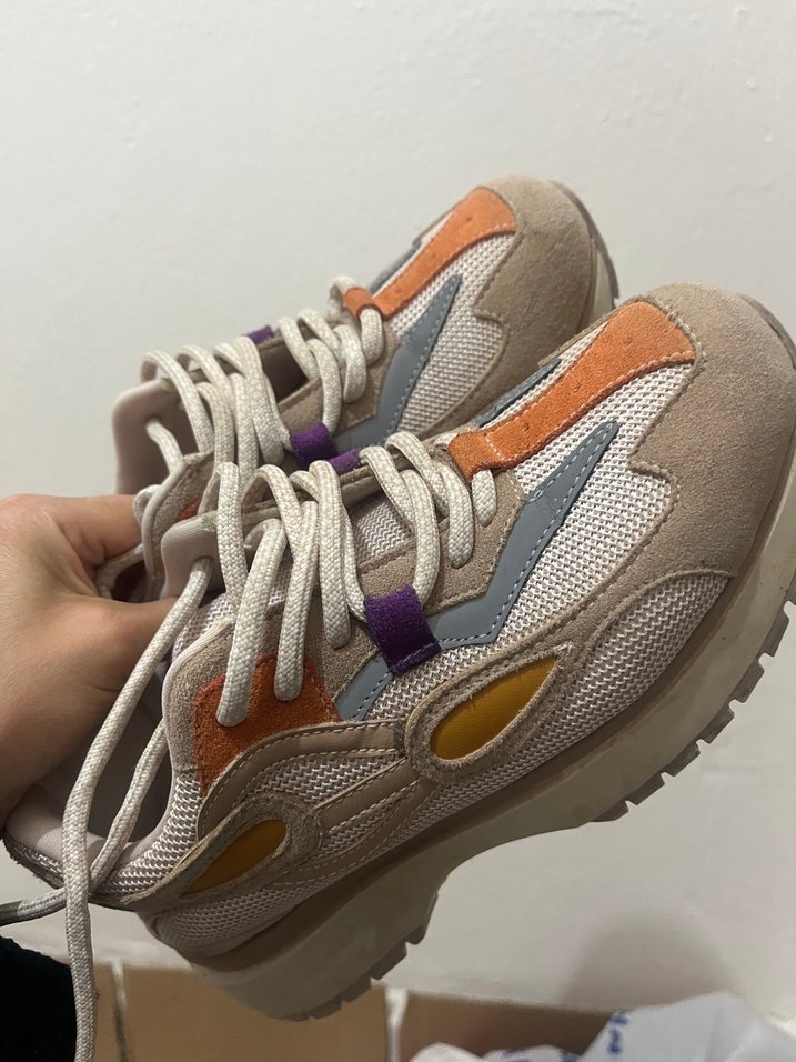 Yılan Desenli Çok Renkli Platform Topuklu Spor Ayakkabı - Görsel 4