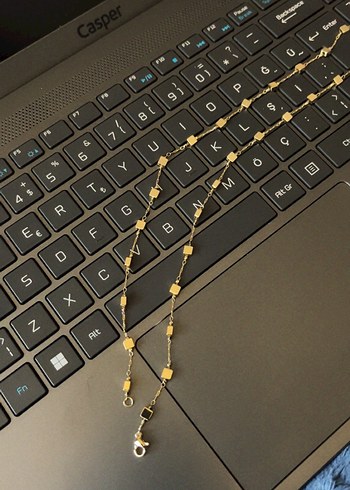 Gold Renkli Kareli Zincir Kolye - Görsel 3