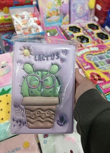 Kaktüs desenli yumuşak Hatıra Defteri