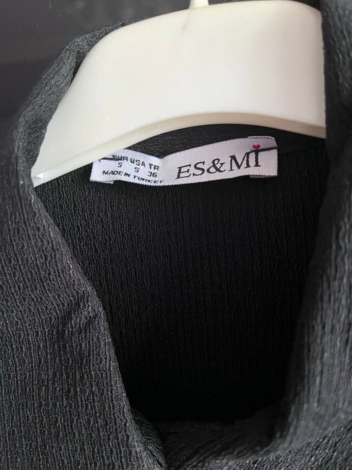 Kemerli Siyah Kadın Keten Gömlek - Görsel 3