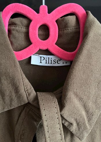 Düğmeli Bej Keten Kadın Gömlek - Görsel 3