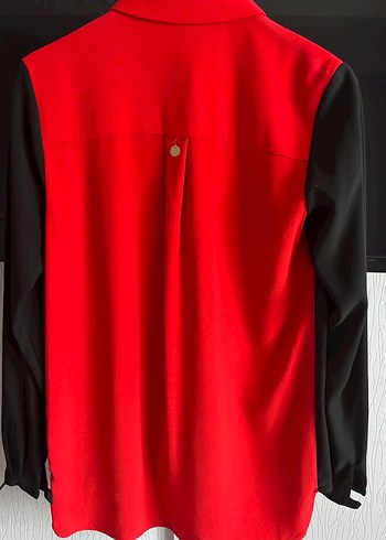 Kırmızı Siyah Uzun Kollu Kadın Gömlek - Görsel 3