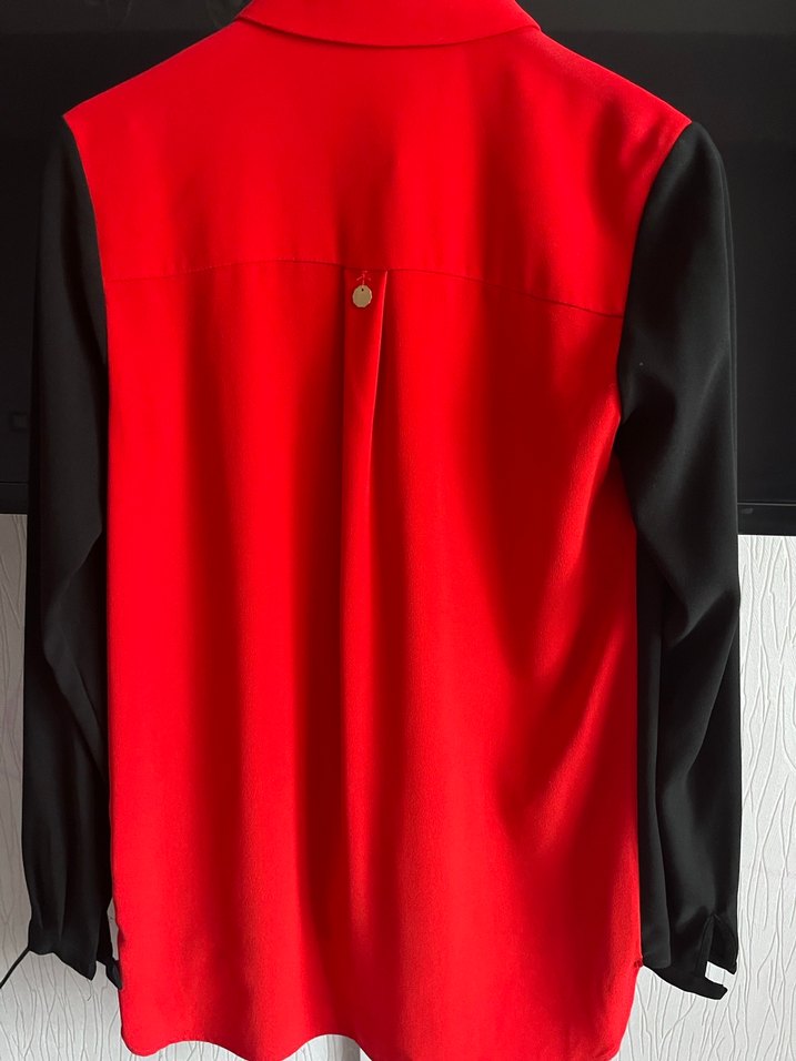 Kırmızı Siyah Uzun Kollu Kadın Gömlek - Görsel 3