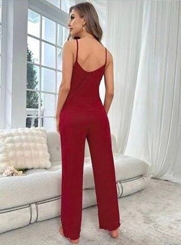 Diğer Askılı Bordo Dantelli Takım