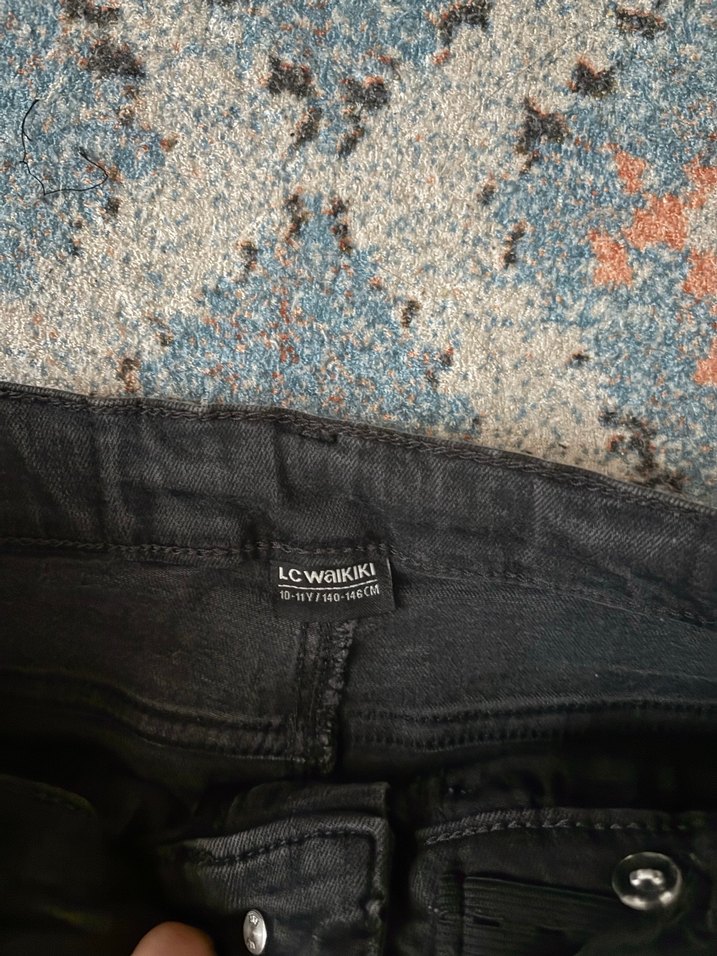 Kız Çocuk Siyah Batik Desenli Kot Pantolon - Görsel 3