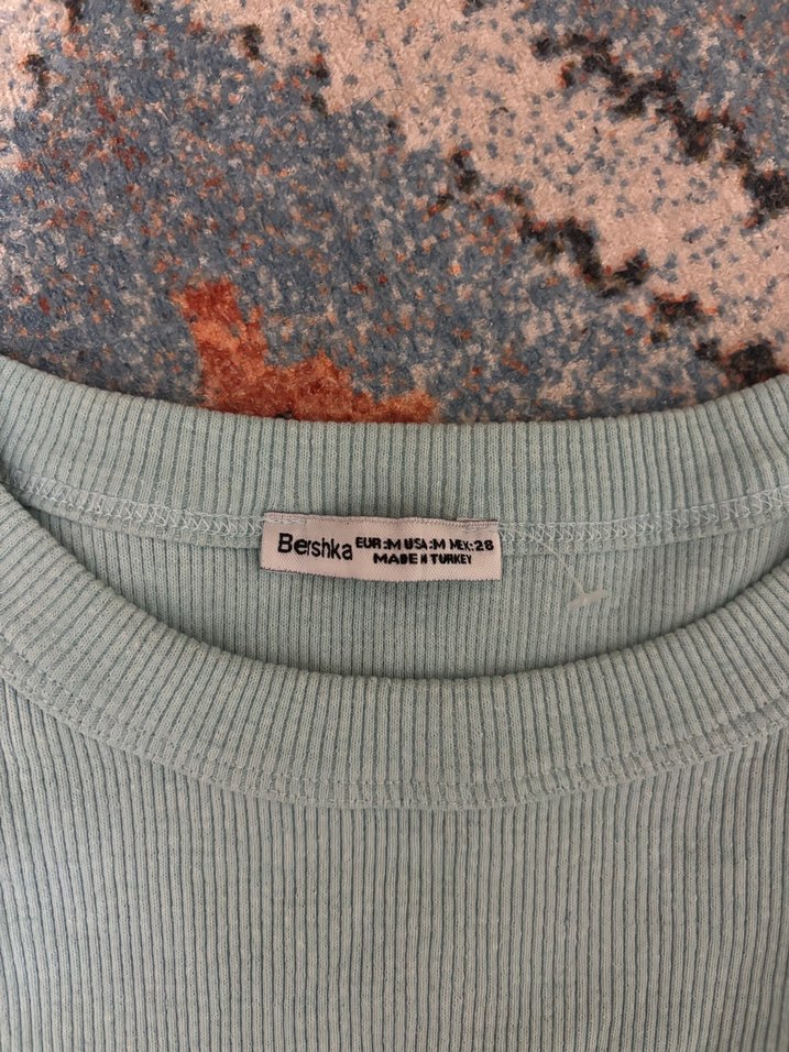 Su yeşili Mini Yüksek Yakalı Kolsuz Elbise - Görsel 3