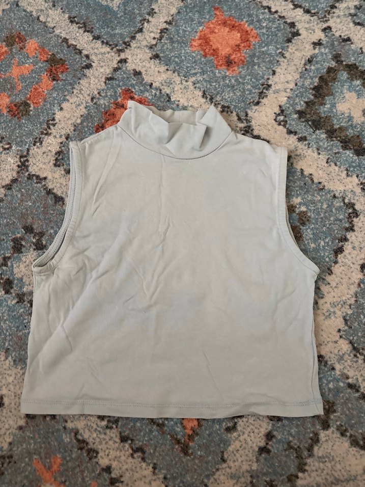 Kadın bebek mavisi  Boğazlı Kolsuz Body - Görsel 2