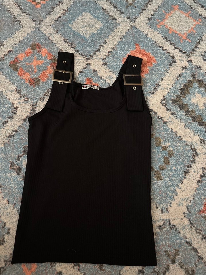 Tokalı Siyah Mini Straplez Kadın Atlet - Görsel 2