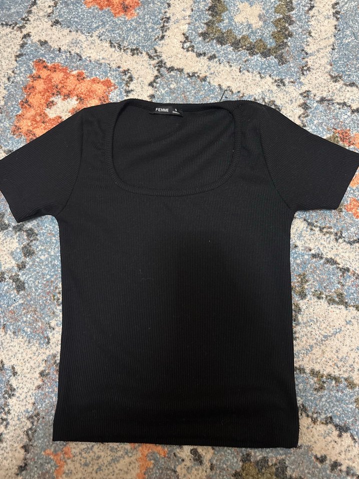 Siyah Kadın Kısa Kollu Tişört - Görsel 2