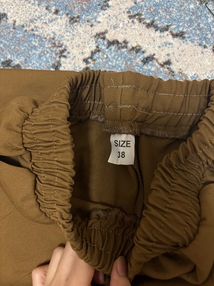 Kadın Rahat Kesim Kahverengi Kumaş Pantolon - Görsel 3