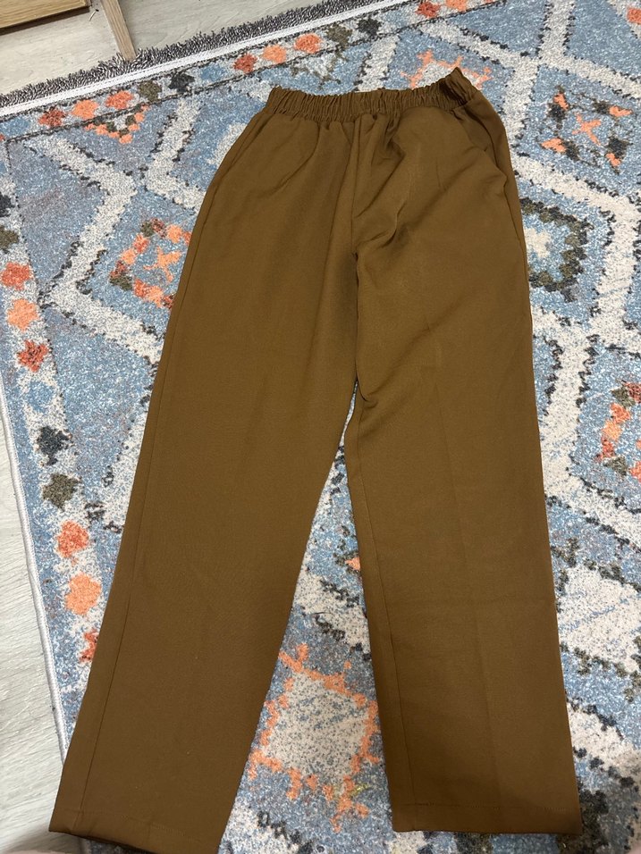 Kadın Rahat Kesim Kahverengi Kumaş Pantolon - Görsel 2