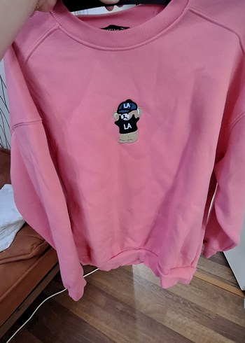 Pembe Baskılı Kadın Sweatshirt - Görsel 5