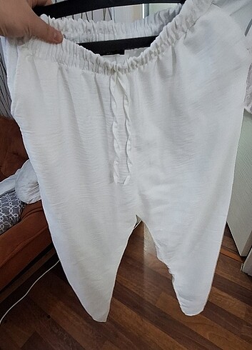 44 Beden Beyaz keten pantalon