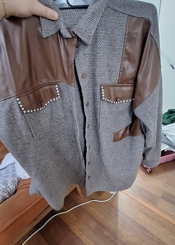 Düğmeli Deri Detaylı Kadın Ceket - Görsel 2