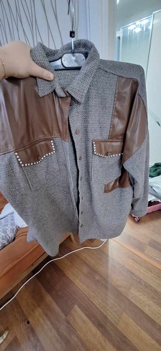 Düğmeli Deri Detaylı Kadın Ceket - Görsel 2