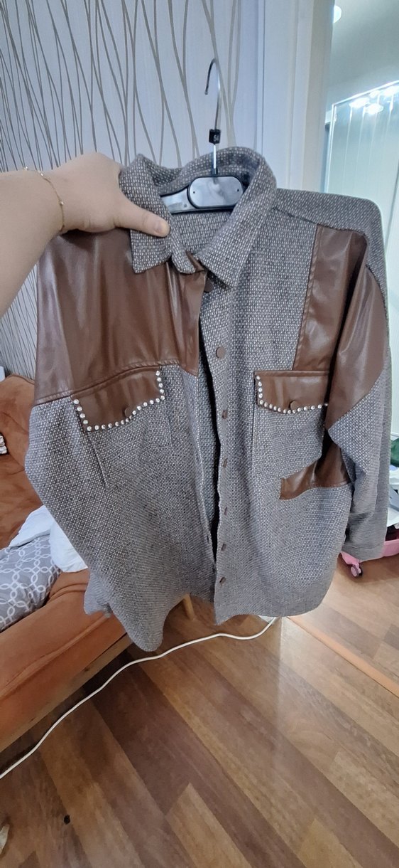 Düğmeli Deri Detaylı Kadın Ceket - Görsel 5