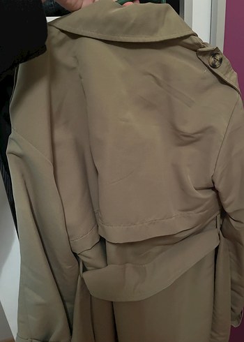 36 Beden Haki Beli Kuşaklı Kadın Trençkot
