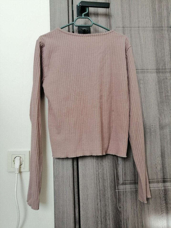 V Yaka Uçları Pliseli Bej Kadın Bluz - Görsel 2