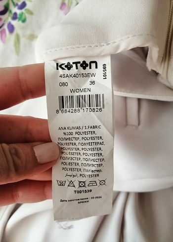 Bej Kemerli Kadın Keten Pantolon - Görsel 4